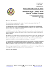 Statement by the Delegation of the United States on parliamentary elections in Serbia on 11 May 2008