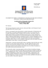 Statement by the Delegation of Norway in response to the report by the Head of the OSCE Centre in Ashgabat, Ambassador Ibrahim Djikic