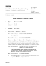 Journal of the 421st Plenary Meeting of the Forum for Security Co-operation (fr)