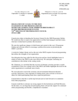 Statement by the Delegation of Canada in response to the presentation of the 2009 Programme Outline by the Secretary General