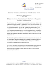 Statement by the Slovenian Presidency of the Council of the European Union on parliamentary elections in the former Yugoslav Republic of Macedonia