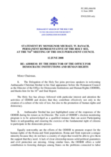 Statement by the Delegation of the Holy See in response to the report by the Director of the ODIHR, Ambassador Christian Strohal