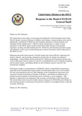 Statement by the Delegation of the United States in response to the report by the Head of EUBAM, General Ferenc Banfi