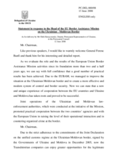 Statement by the Delegation of Moldova in response to the report by the Head of EUBAM, General Ferenc Banfi