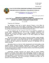 Statement by the Delegation of Kazakhstan in response to the report by the Director of the ODIHR, Ambassador Christian Strohal