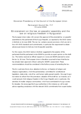 Statement by the Slovenian Presidency of the Council of the European Union on the law on peaceful assembly and the law on religious freedom in Kyrgyzstan