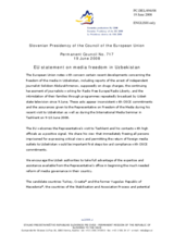 Statement by the Slovenian Presidency of the Council of the European Union on media freedom in Uzbekistan