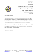 Statement by the Delegation of the United States on the Arrest of War Crimes Fugitives
