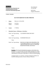 Journal of the 423rd Plenary Meeting of the Forum for Security Co-operation (de)