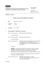 Journal of the 423rd Plenary Meeting of the Forum for Security Co-operation (fr)