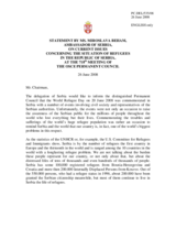 Statement by the Delegation of Serbia concerning the situation of refugees in the republic of Serbia