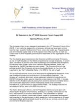Statement by the Irish Presidency of the European Union Statement by the Irish Presidency of the European Union