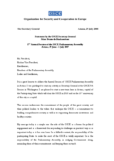 Statement by the OSCE Secretary General Marc Perrin de Brichambaut