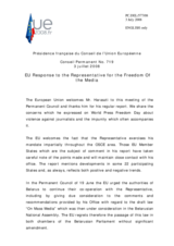 Statement by the French Presidency of the Council of the European Union in Reply to the Report by the Representative on Freedom of the Media, Miklos Haraszti