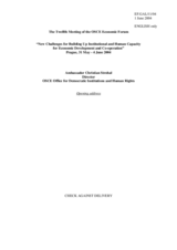 Statement by Ambassador Christian Strohal, Director of the Office for Democratic Institutions and Human Rights Statement by Ambassador Christian Strohal, Director of the Office for Democratic Institutions and Human Rights