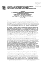Statement by the Delegation of Armenia in Response to the Special Representative of the EU for South Caucasus, Ambassador Semneby
