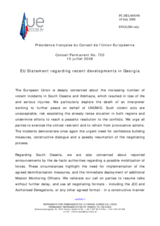Statement by the French Presidency of the Council of the European Union regarding recent developments in Georgia