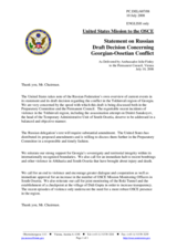 Statement by the Delegation of the United States on Russian Draft Decision Concerning Georgian-Ossetian Conflict