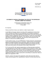 Statement by the Delegation of Norway on Norwegian Helsinki Committee Raid in Bishkek