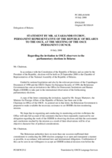 Statement by the Delegation of Belarus Regarding the invitation to OSCE observers to the parliamentary elections in Belarus