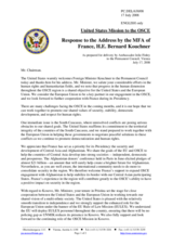 Statement by the Delegation of the United States in response to the address by Minister of Foreign Affairs of France, Bernard Kouchner