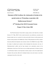 Statement of His Excellency the Ambassador of Jordan in the special session on "Promoting co-operation with Mediterranean Partners" Statement of His Excellency the Ambassador of Jordan in the special session on "Promoting co-operation with Mediterranean Partners"