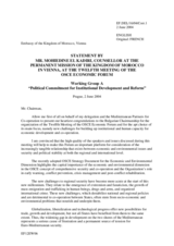 Statement by Mr. Mohiedine El Kadiri, Counsellor of the Permanent Mission of the Kingdom of Morocco to Vienna Statement by Mr. Mohiedine El Kadiri, Counsellor of the Permanent Mission of the Kingdom of Morocco to Vienna