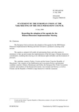 Statement by the French Presidency of the Council of the European Union regarding the adoption of the agenda for the Human Dimension Implementation Meeting