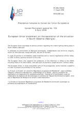 Statement by the French Presidency of the Council of the European Union regarding situation in Georgia