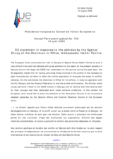 Statement by the French Presidency of the Council of the European Union in response to the address by the Special Envoy of the Chairman-in-Office, Ambassador Heikki Talvitie