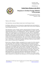 Statement by the Delegation of the United States in response to the address by the Serbian Foreign Minister, Vuk Jeremic
