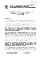 Statement by the Delegation of Armenia on visit of President of Turkey to Armenia