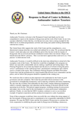 Statement by the Delegation of the United States in response to the Head of the OSCE Centre in Bishkek, Ambassador Andrew Tesoriere
