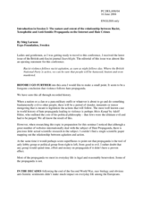 Introduction in Session 2: The nature and extent of the relationship between Racist, Xenophobic and Anti-Semitic Propaganda on the Internet and Hate Crimes, Stieg Larsson, Sweden