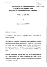 Closing Session: Intervention de M. Francois Fillon, Minister of Education, France