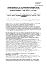 Introduction to session 4: Promoting Tolerance on and through the Internet - Best Practices to Educate Users and Heighten Public Awareness, Stefan Glaser, Germany (de)