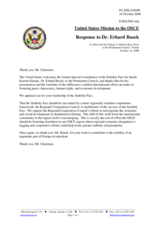Statement by the Delegation of the United States in response to the Address by Former Special Co-ordinator of the Stability Pact for South Eastern Europe, Erhard Busek
