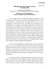Statement by Dr. Erhard Busek, Former Special Co-ordinator of the Stability Pact for South Eastern Europe on the Experiences on Crisis Management, 9 years of Stability Pact for Southeast Europe.