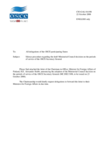 Silence procedure regarding the draft Ministerial Council decision on the periods of service of the OSCE Secretary General