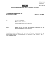 Report on the Side-event on Promoting co-operation with the Mediterranean Partners for Co-operation Report on the Side-event on Promoting co-operation with the Mediterranean Partners for Co-operation