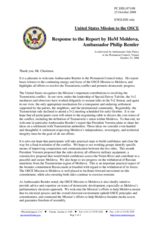 Statement by the Delegation of the United States in response to the report by the Head of the OSCE Mission to the Republic of Moldova, Ambassador Philip Remler