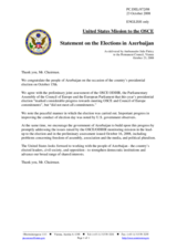 Statement by the Delegation of the United States on the presidential elections in Azerbaijan