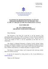 Statement by the Delegation of the Holy See on the 2008 Report on religious freedom