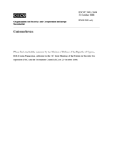 Statement by the Minister of Defence of the Republic of Cyprus, Costas Papacostas