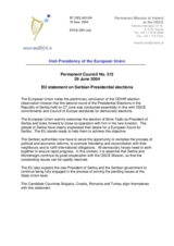 Statement by the Delegation of Ireland/European Union on the second round of the presedential elections in the Republic of Serbia (Serbia and Montenegro)