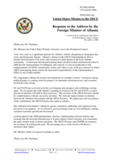 Statement by the Delegation of the United States in response to the address by the Minister of Foreign Affairs of the Republic of Albania, Lulzim Basha