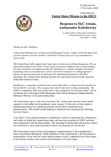 Statement by the Delegation of the United States in response to the report by the Head of the OSCE Centre in Astana, Ambassador Alexandre Keltchewsky