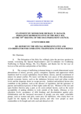 Statement by the Delegation of the Holy See in response to the report by the Special Representative and Co-ordinator for Combating Trafficking in Human Beings, Eva Biaudet