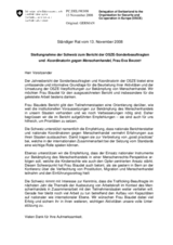 Statement by the Delegation of Switzerland in response to the report by the Special Representative and Co-ordinator for Combating Trafficking in Human Beings, Eva Biaudet (de)