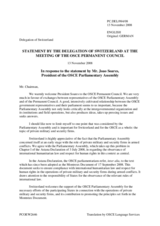 Statement by the Delegation of Switzerland in response to the address by the President of the OSCE Parliamentary Assembly, Joao Soares